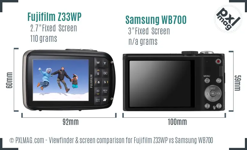 Fujifilm Z33WP vs Samsung WB700 Screen and Viewfinder comparison Fujifilm Z33WP vs Samsung WB700 Screen and Viewfinder comparison