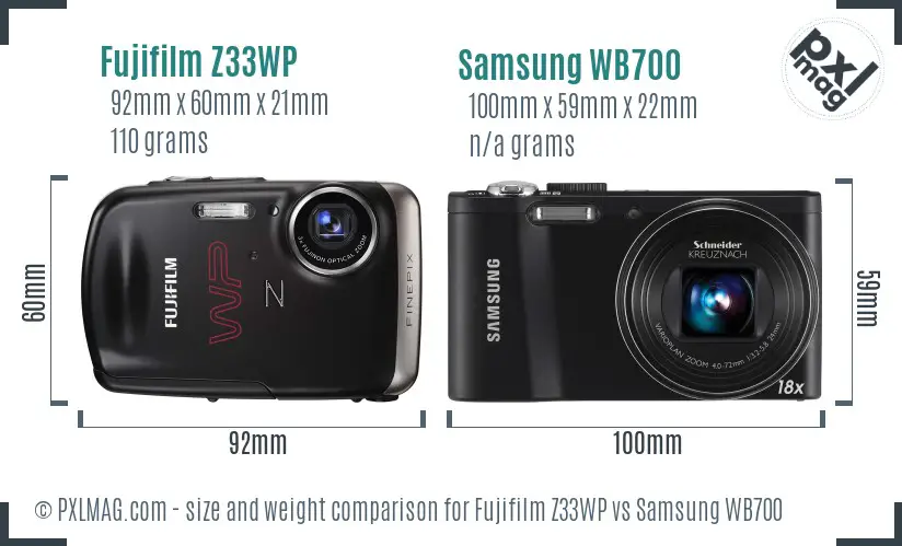 Fujifilm Z33WP vs Samsung WB700 size comparison Fujifilm Z33WP vs Samsung WB700 size comparison