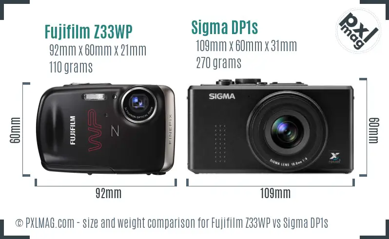 Fujifilm Z33WP vs Sigma DP1s size comparison