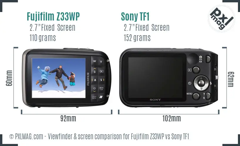 Fujifilm Z33WP vs Sony TF1 Screen and Viewfinder comparison