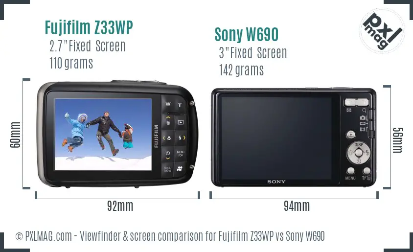 Fujifilm Z33WP vs Sony W690 Screen and Viewfinder comparison