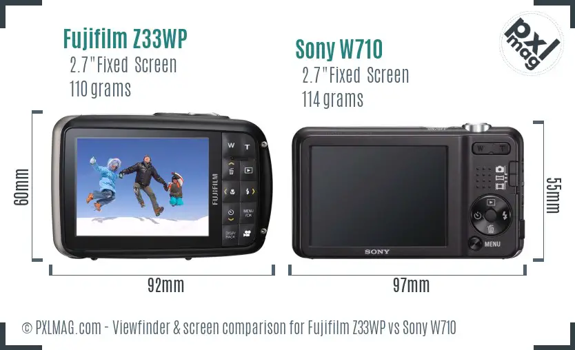 Fujifilm Z33WP vs Sony W710 Screen and Viewfinder comparison