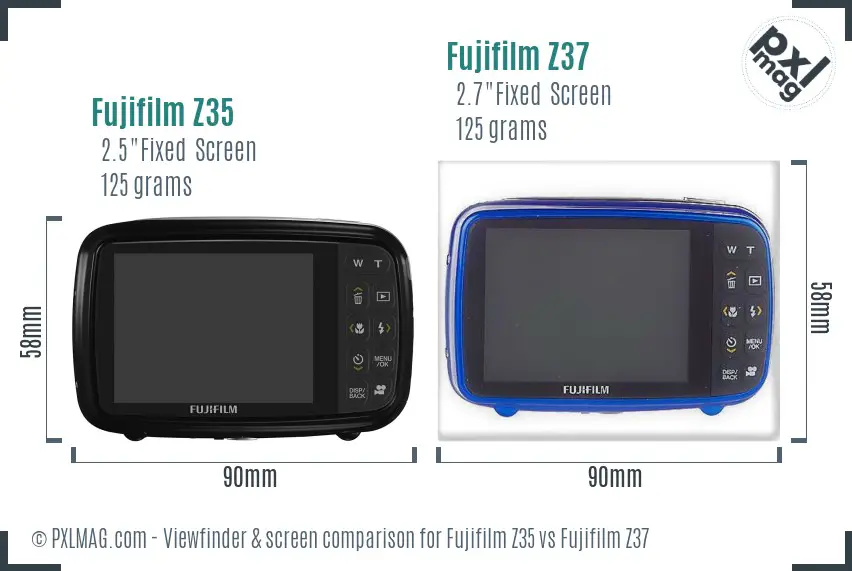 Fujifilm Z35 vs Fujifilm Z37 Screen and Viewfinder comparison