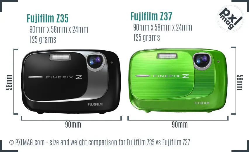 Fujifilm Z35 vs Fujifilm Z37 size comparison
