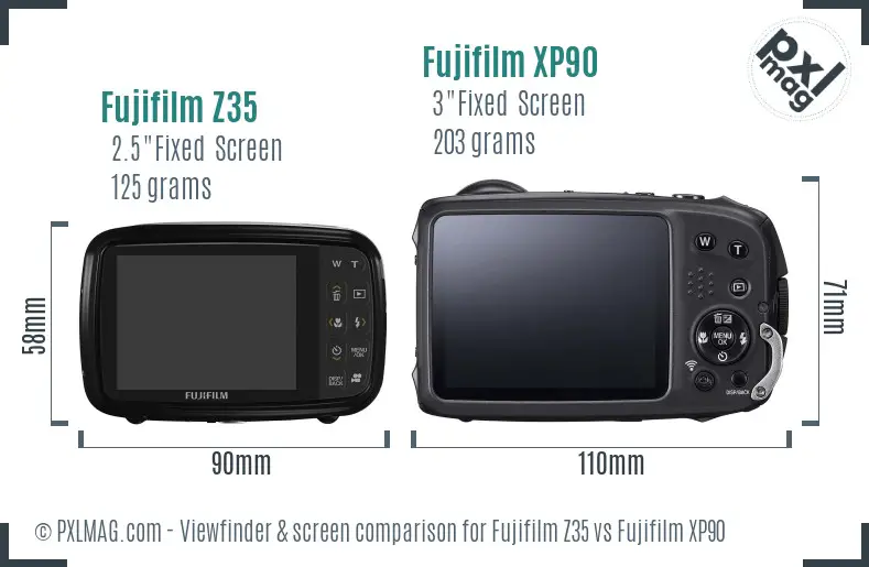 Fujifilm Z35 vs Fujifilm XP90 Screen and Viewfinder comparison