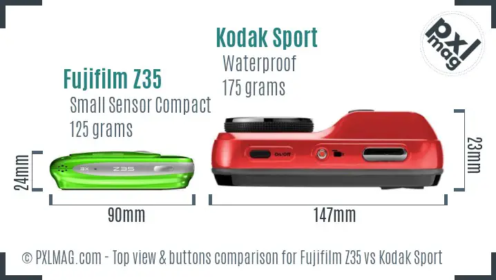 Fujifilm Z35 vs Kodak Sport top view buttons comparison