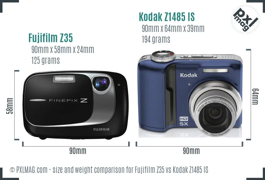 Fujifilm Z35 vs Kodak Z1485 IS size comparison