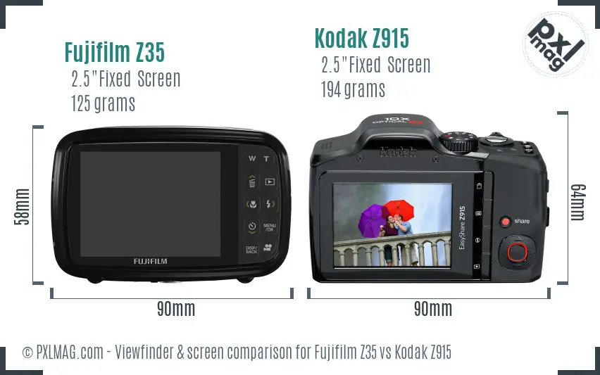 Fujifilm Z35 vs Kodak Z915 Screen and Viewfinder comparison
