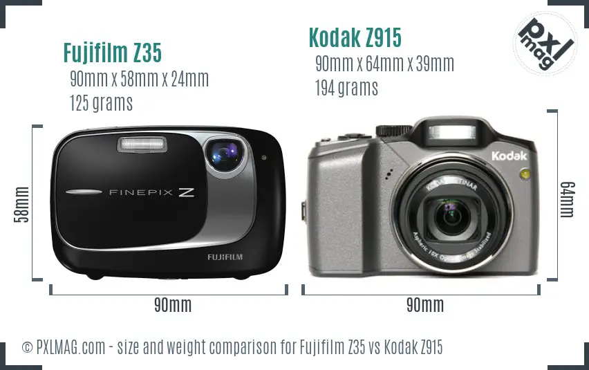 Fujifilm Z35 vs Kodak Z915 size comparison