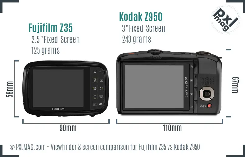 Fujifilm Z35 vs Kodak Z950 Screen and Viewfinder comparison