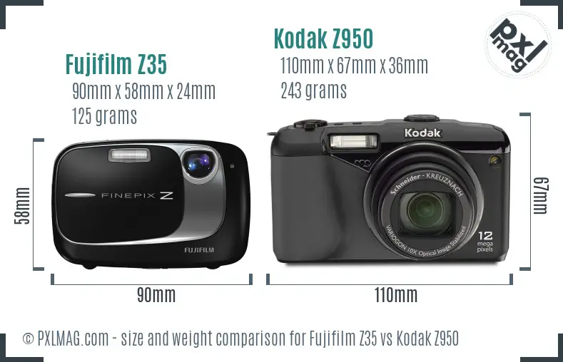 Fujifilm Z35 vs Kodak Z950 size comparison