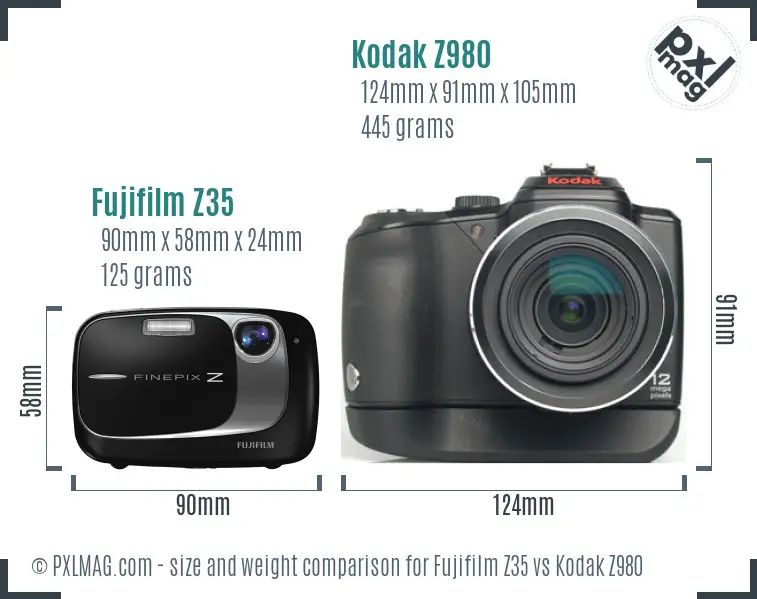 Fujifilm Z35 vs Kodak Z980 size comparison