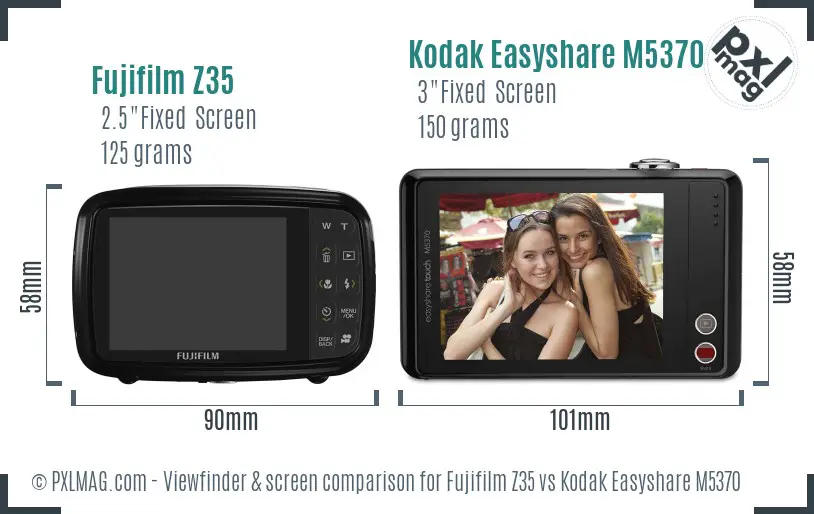 Fujifilm Z35 vs Kodak Easyshare M5370 Screen and Viewfinder comparison Fujifilm Z35 vs Kodak Easyshare M5370 Screen and Viewfinder comparison