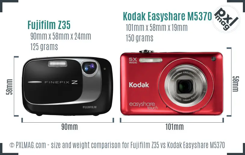 Fujifilm Z35 vs Kodak Easyshare M5370 size comparison Fujifilm Z35 vs Kodak Easyshare M5370 size comparison