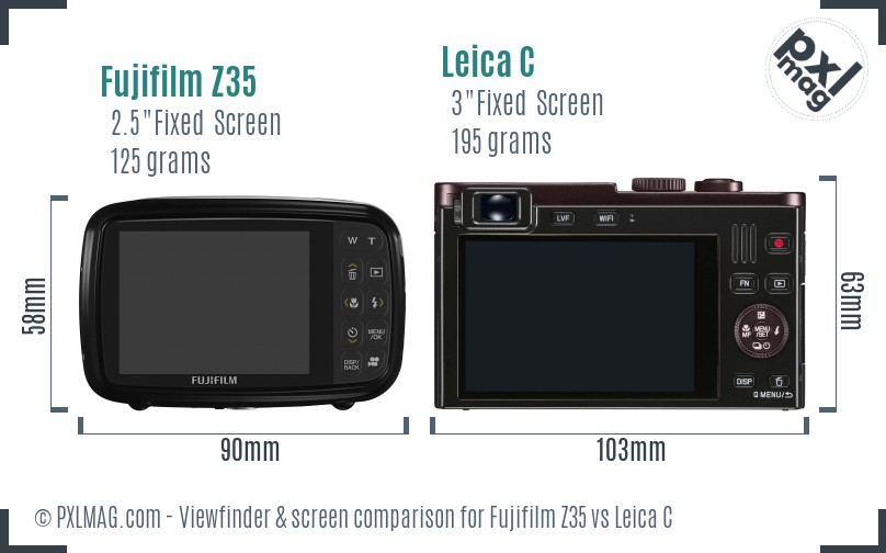 Fujifilm Z35 vs Leica C Screen and Viewfinder comparison