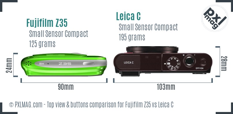 Fujifilm Z35 vs Leica C top view buttons comparison
