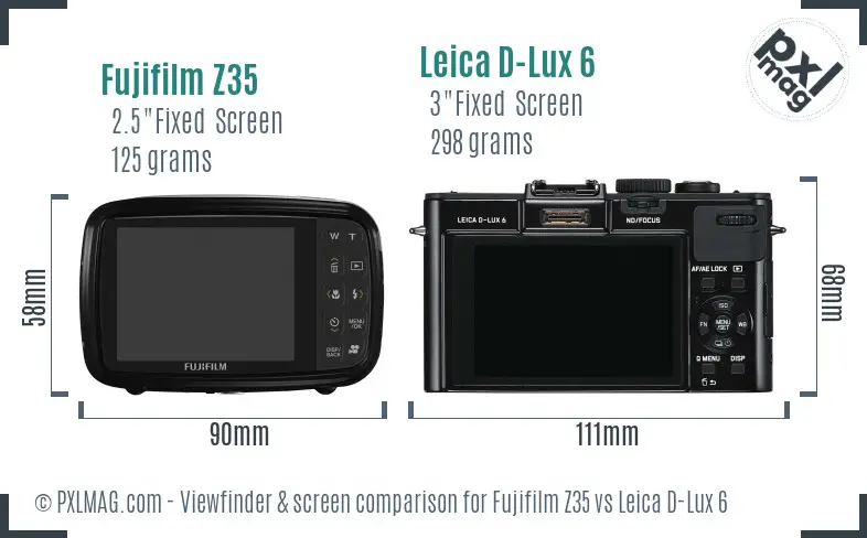 Fujifilm Z35 vs Leica D-Lux 6 Screen and Viewfinder comparison Fujifilm Z35 vs Leica D-Lux 6 Screen and Viewfinder comparison
