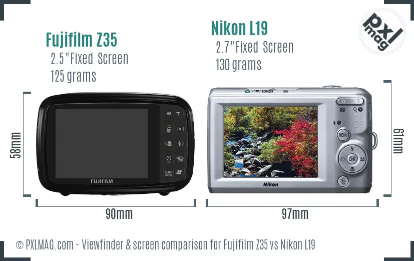 Fujifilm Z35 vs Nikon L19 Screen and Viewfinder comparison Fujifilm Z35 vs Nikon L19 Screen and Viewfinder comparison