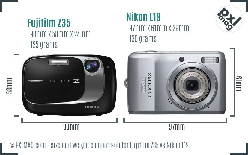 Fujifilm Z35 vs Nikon L19 size comparison Fujifilm Z35 vs Nikon L19 size comparison
