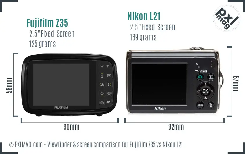 Fujifilm Z35 vs Nikon L21 Screen and Viewfinder comparison Fujifilm Z35 vs Nikon L21 Screen and Viewfinder comparison