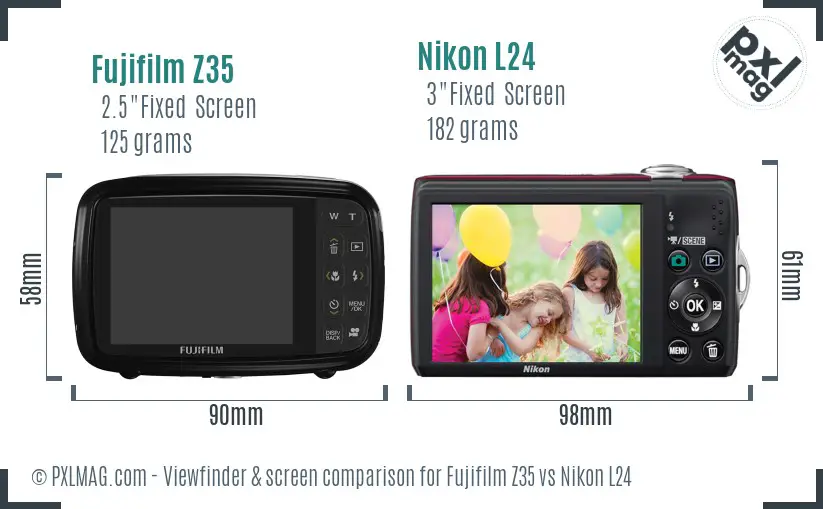 Fujifilm Z35 vs Nikon L24 Screen and Viewfinder comparison