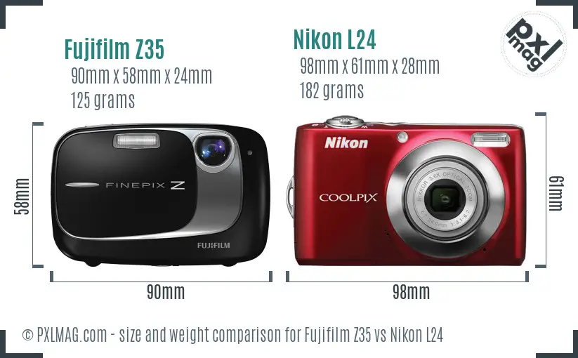 Fujifilm Z35 vs Nikon L24 size comparison