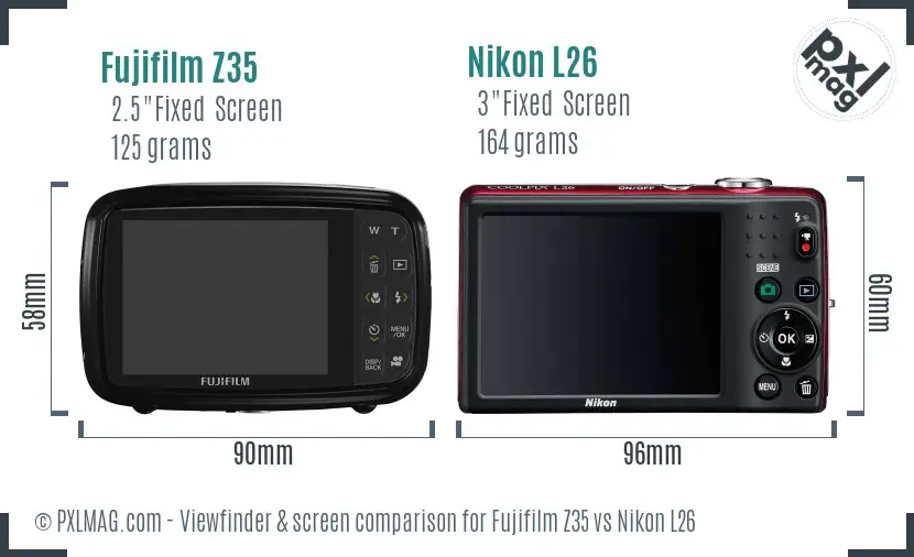 Fujifilm Z35 vs Nikon L26 Screen and Viewfinder comparison