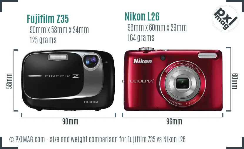 Fujifilm Z35 vs Nikon L26 size comparison