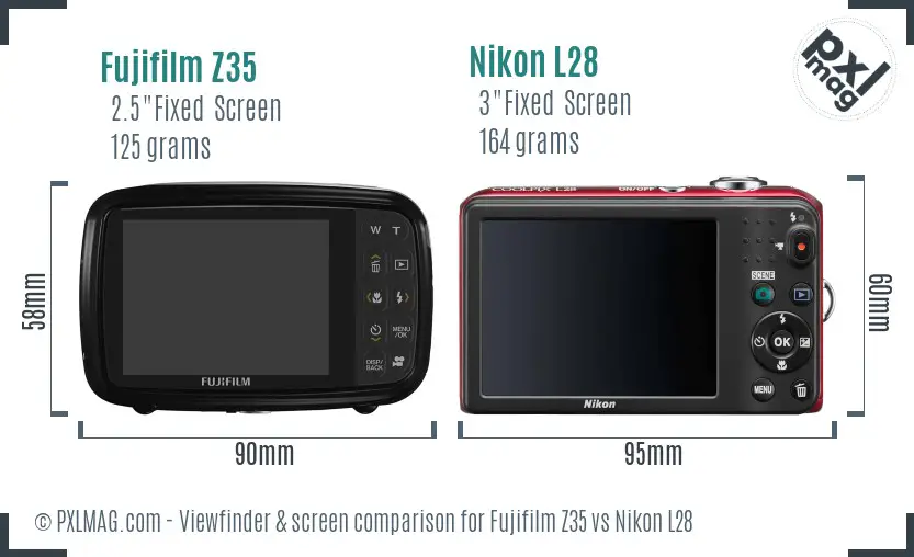 Fujifilm Z35 vs Nikon L28 Screen and Viewfinder comparison Fujifilm Z35 vs Nikon L28 Screen and Viewfinder comparison