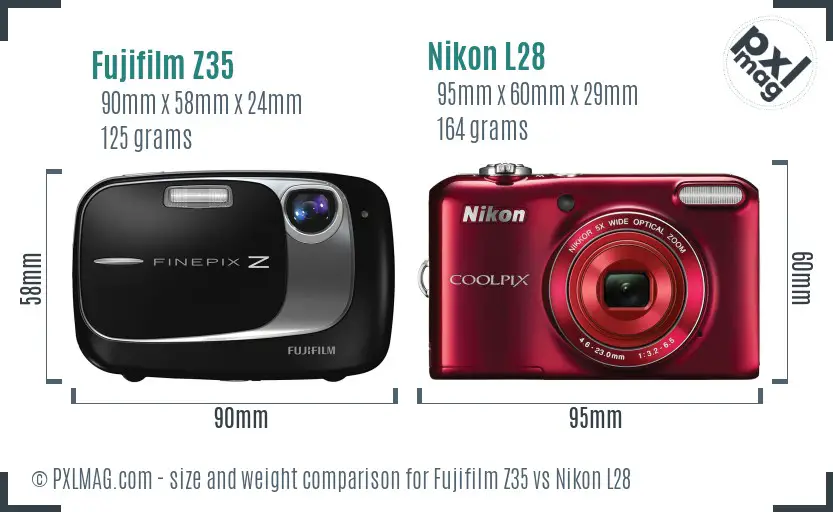 Fujifilm Z35 vs Nikon L28 size comparison Fujifilm Z35 vs Nikon L28 size comparison