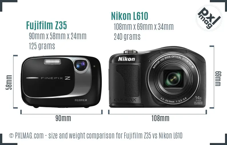 Fujifilm Z35 vs Nikon L610 size comparison