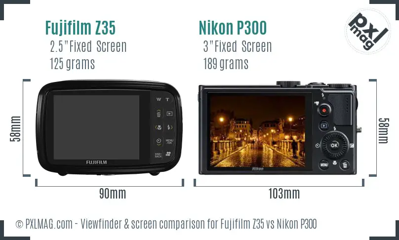 Fujifilm Z35 vs Nikon P300 Screen and Viewfinder comparison Fujifilm Z35 vs Nikon P300 Screen and Viewfinder comparison