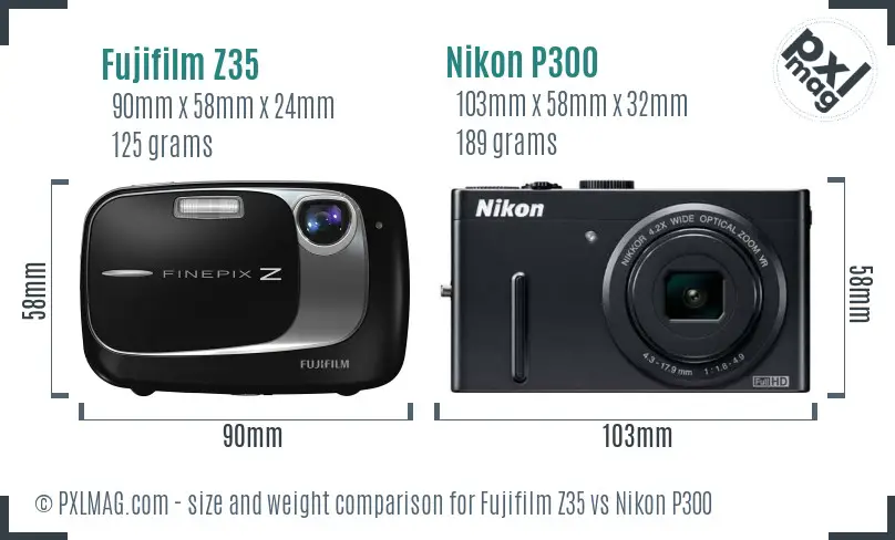 Fujifilm Z35 vs Nikon P300 size comparison Fujifilm Z35 vs Nikon P300 size comparison