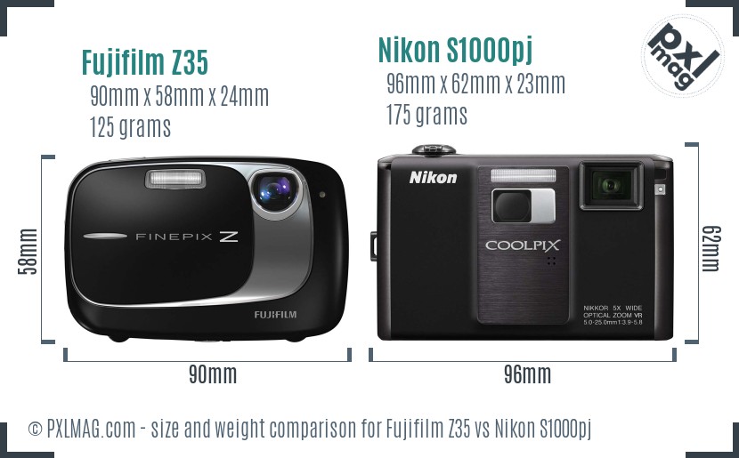 Fujifilm Z35 vs Nikon S1000pj size comparison