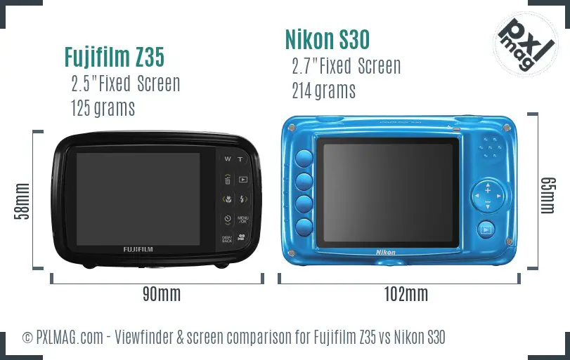 Fujifilm Z35 vs Nikon S30 Screen and Viewfinder comparison Fujifilm Z35 vs Nikon S30 Screen and Viewfinder comparison