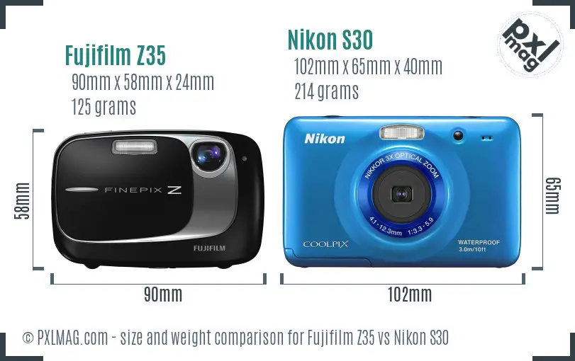 Fujifilm Z35 vs Nikon S30 size comparison Fujifilm Z35 vs Nikon S30 size comparison