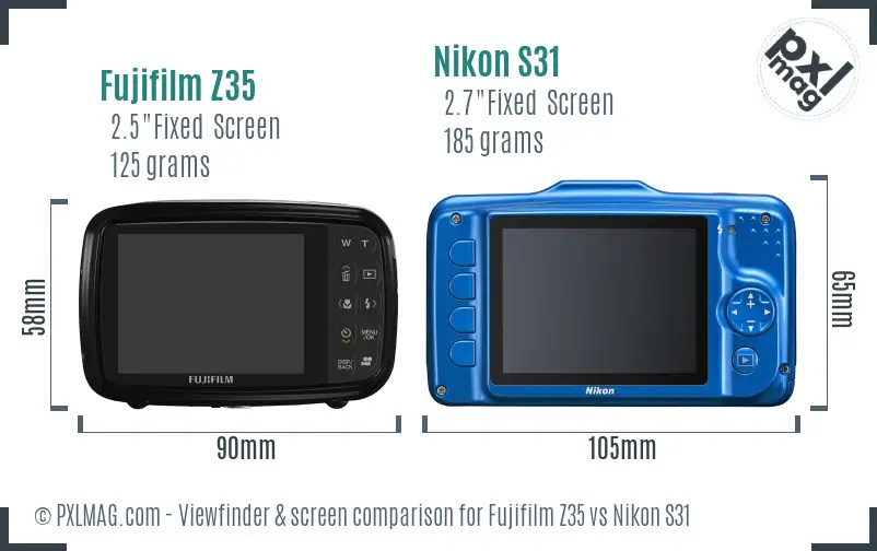 Fujifilm Z35 vs Nikon S31 Screen and Viewfinder comparison Fujifilm Z35 vs Nikon S31 Screen and Viewfinder comparison