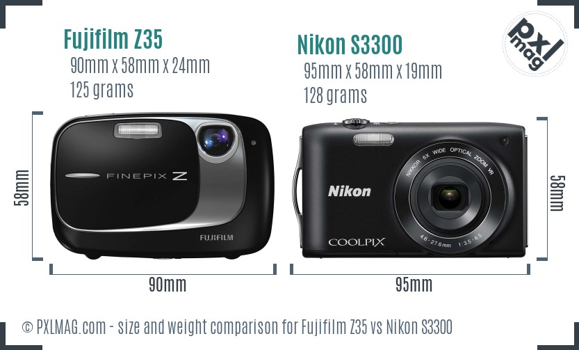Fujifilm Z35 vs Nikon S3300 size comparison Fujifilm Z35 vs Nikon S3300 size comparison