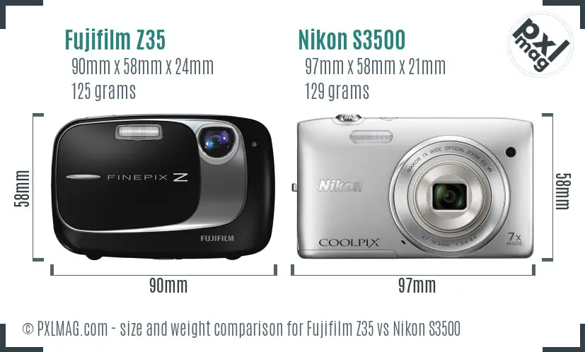 Fujifilm Z35 vs Nikon S3500 size comparison