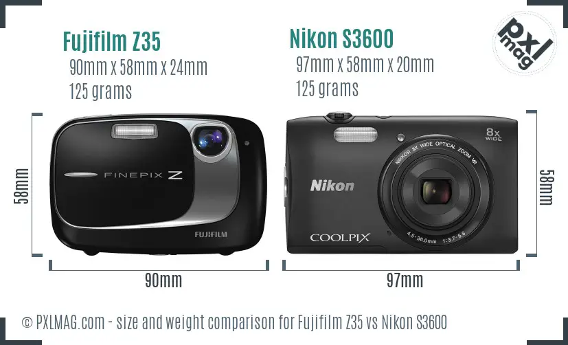 Fujifilm Z35 vs Nikon S3600 size comparison Fujifilm Z35 vs Nikon S3600 size comparison