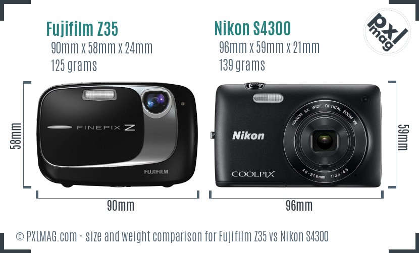 Fujifilm Z35 vs Nikon S4300 size comparison Fujifilm Z35 vs Nikon S4300 size comparison