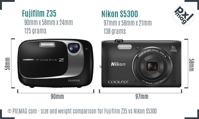 Fujifilm Z35 vs Nikon S5300 size comparison Fujifilm Z35 vs Nikon S5300 size comparison