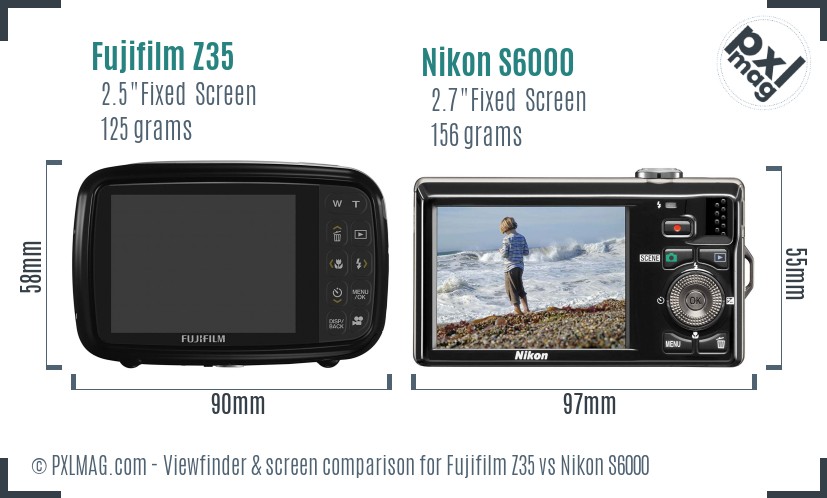 Fujifilm Z35 vs Nikon S6000 Screen and Viewfinder comparison