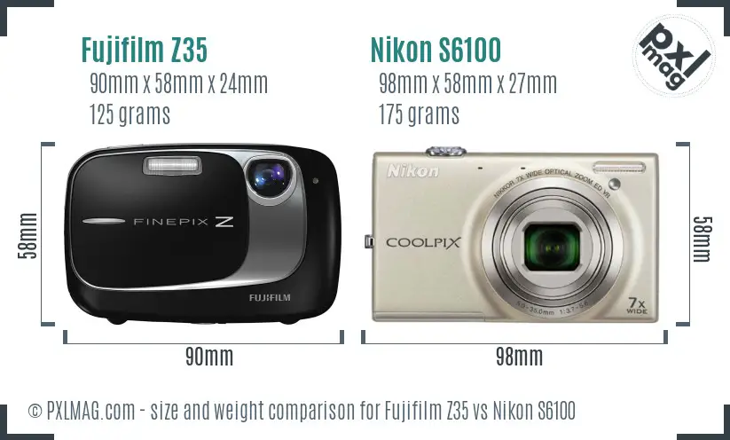 Fujifilm Z35 vs Nikon S6100 size comparison
