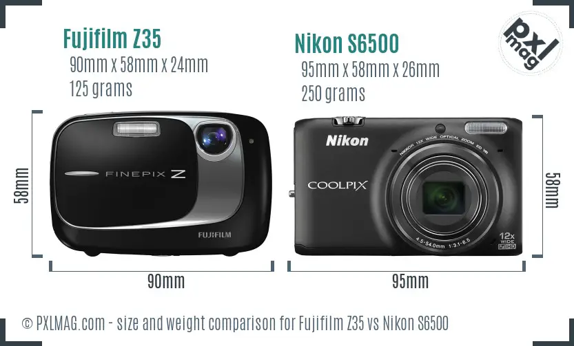 Fujifilm Z35 vs Nikon S6500 size comparison