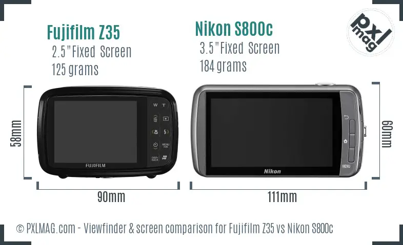 Fujifilm Z35 vs Nikon S800c Screen and Viewfinder comparison Fujifilm Z35 vs Nikon S800c Screen and Viewfinder comparison