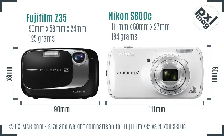 Fujifilm Z35 vs Nikon S800c size comparison Fujifilm Z35 vs Nikon S800c size comparison