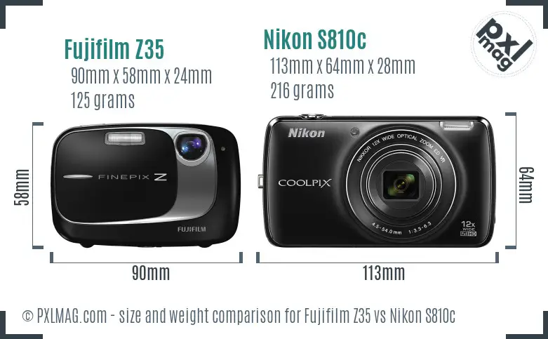 Fujifilm Z35 vs Nikon S810c size comparison Fujifilm Z35 vs Nikon S810c size comparison
