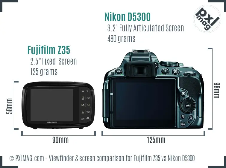 Fujifilm Z35 vs Nikon D5300 Screen and Viewfinder comparison