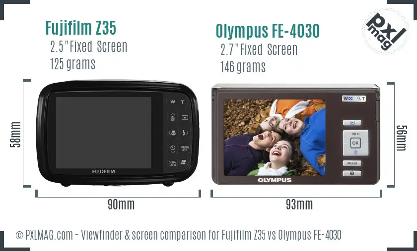 Fujifilm Z35 vs Olympus FE-4030 Screen and Viewfinder comparison Fujifilm Z35 vs Olympus FE-4030 Screen and Viewfinder comparison